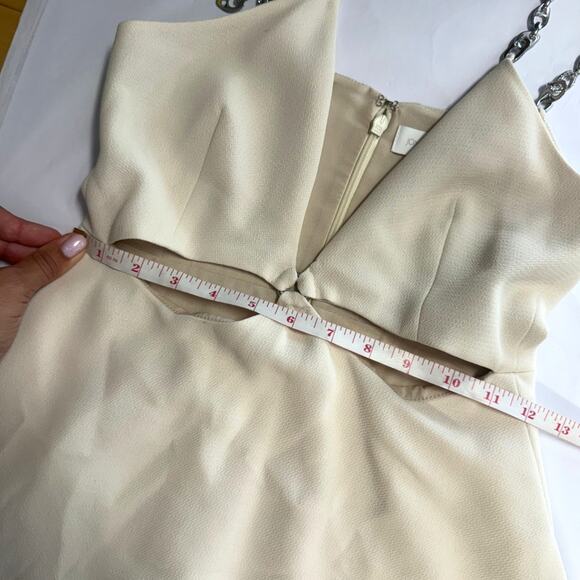 Simkhai Mini Dress Ellis embellished crêpe in Cream Cut Out Chain Straps Size 0 - Picture 10 of 11